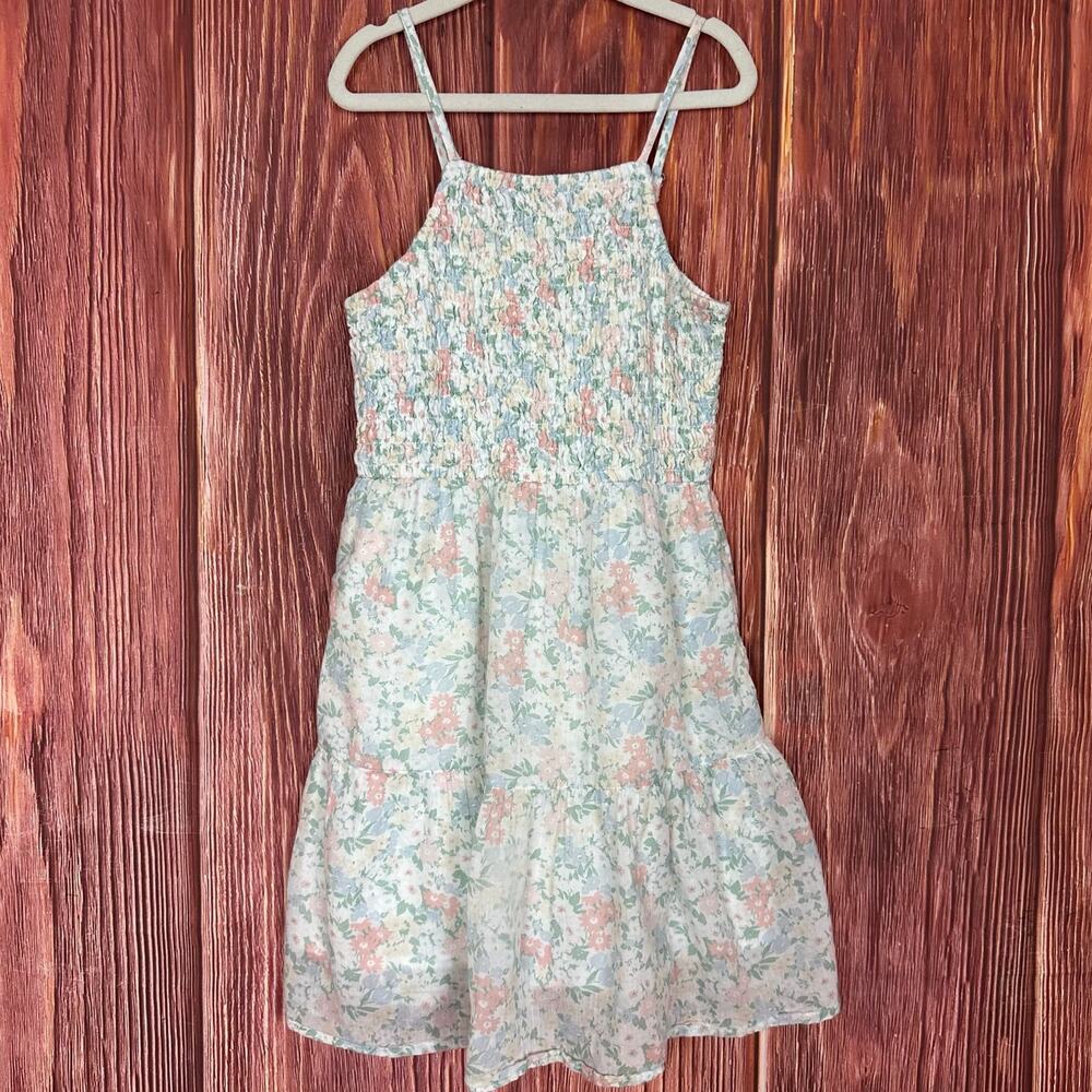 Abercrombie Kids Blue & Pink Floral Smocked Dress Sleeveless Size 9/10